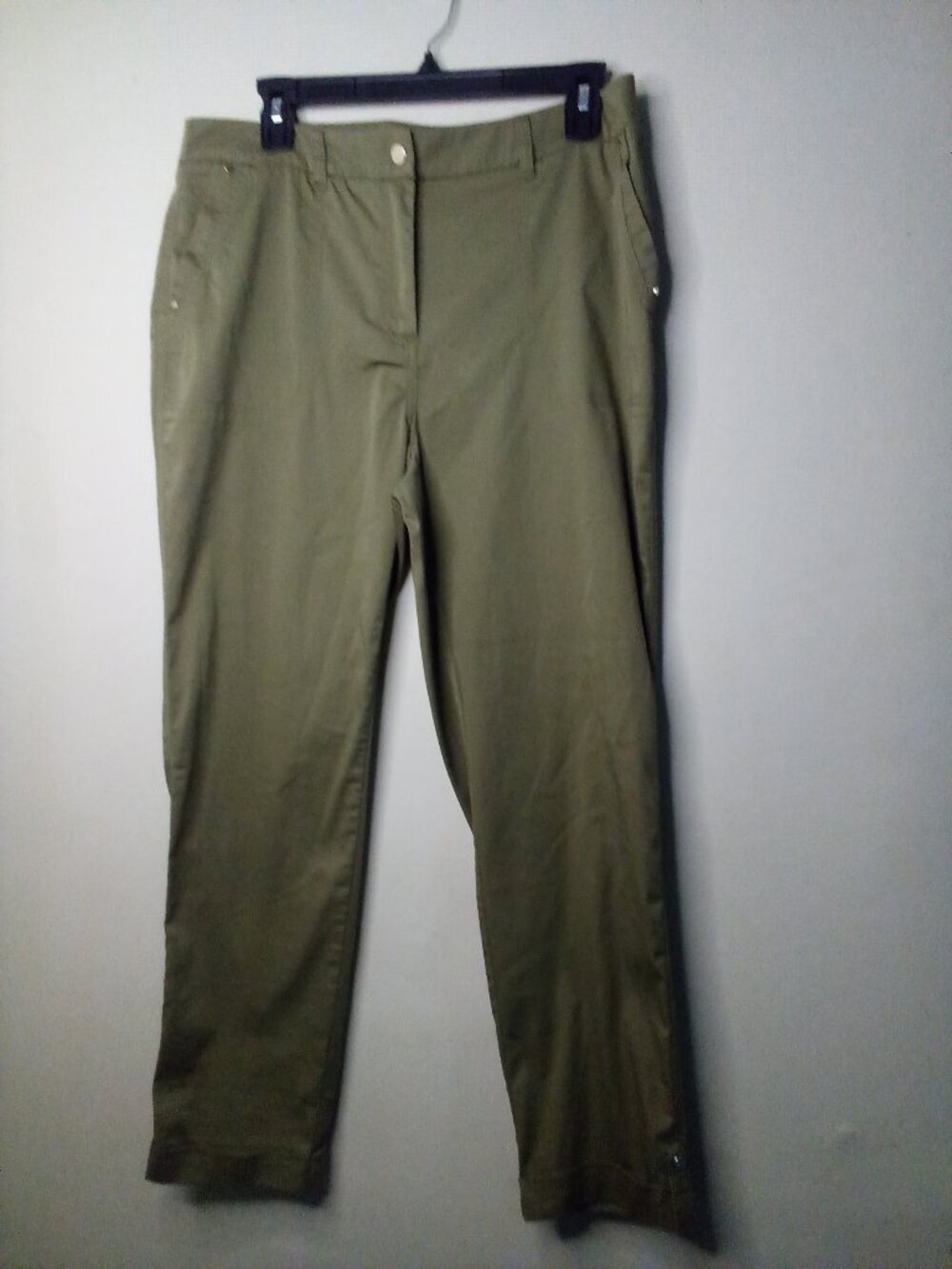 Chico's Pants Women 1 M 8-10 Ankle Pockets Active Cuff Hem Green